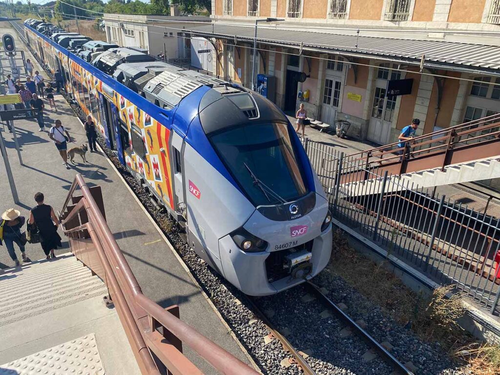 The Train to L'Isle sur la Sorgue from Avignon France