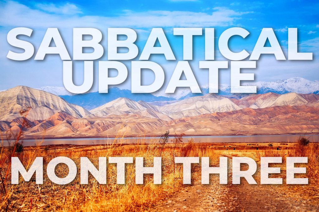 Sabbatical Update Month 3 September 2019