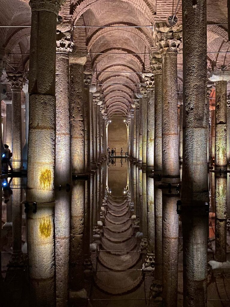 Inside the Basilica Cistern in Istanbul, Turkey