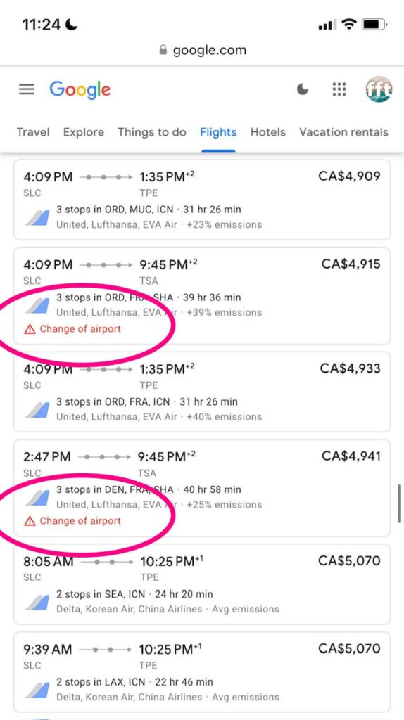 Self-Transfer Change of Airport Plane Ticket Mistake
