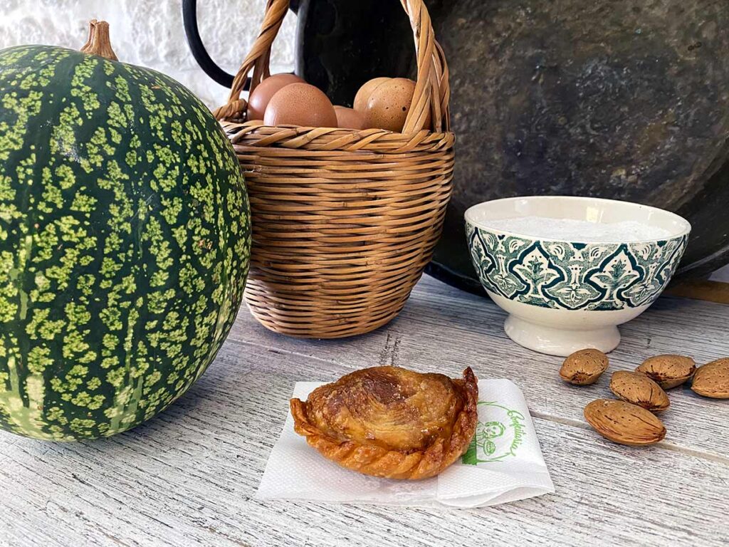 Torta de Guimaraes is made with egg yolk, almond paste and spaghetti squash. 