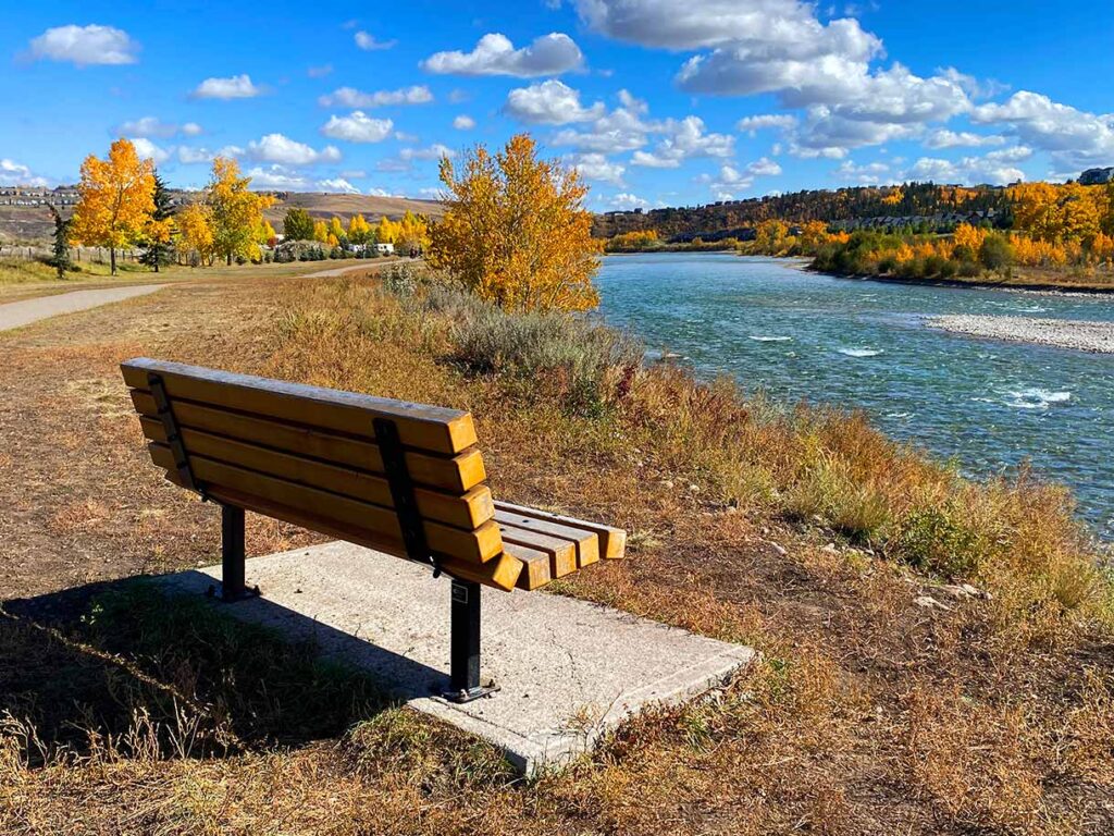 Pathways on the Bow River in Cochrane Alberta Canada