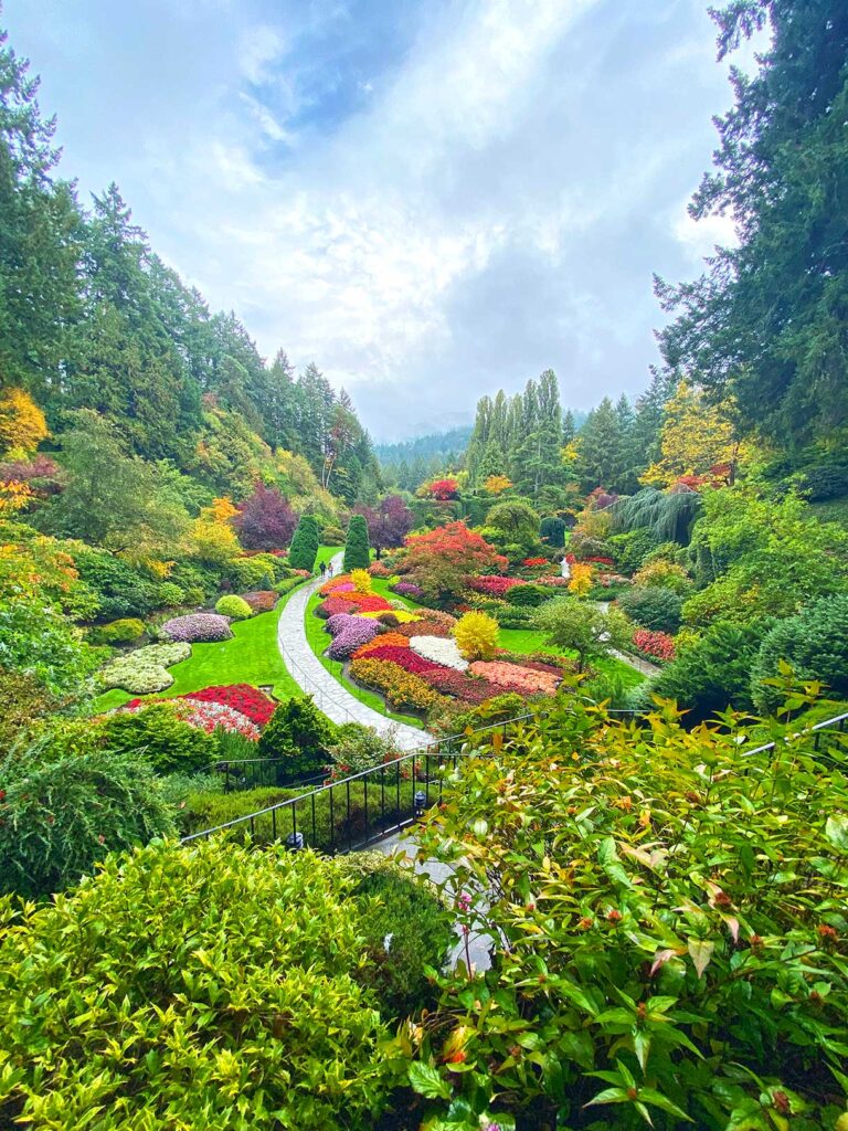 The Butchart Gardens in Fall Sunken Gardens in Quarry Victoria BC Canada