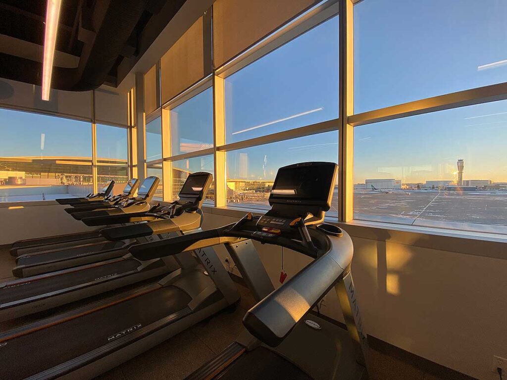 Treadmills with a Runway View at the Marriott Hotel Calgary Airport