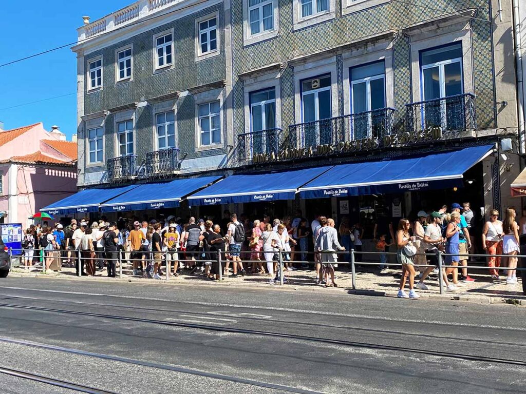 Queue at Pasteis de Belem in Lisbon Portugal