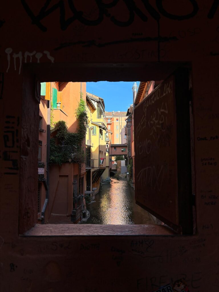 Window to the Canal in Bologna