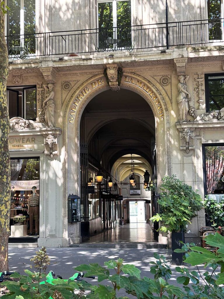 Arched Entry to Galerie de la Madeleine in Paris, France