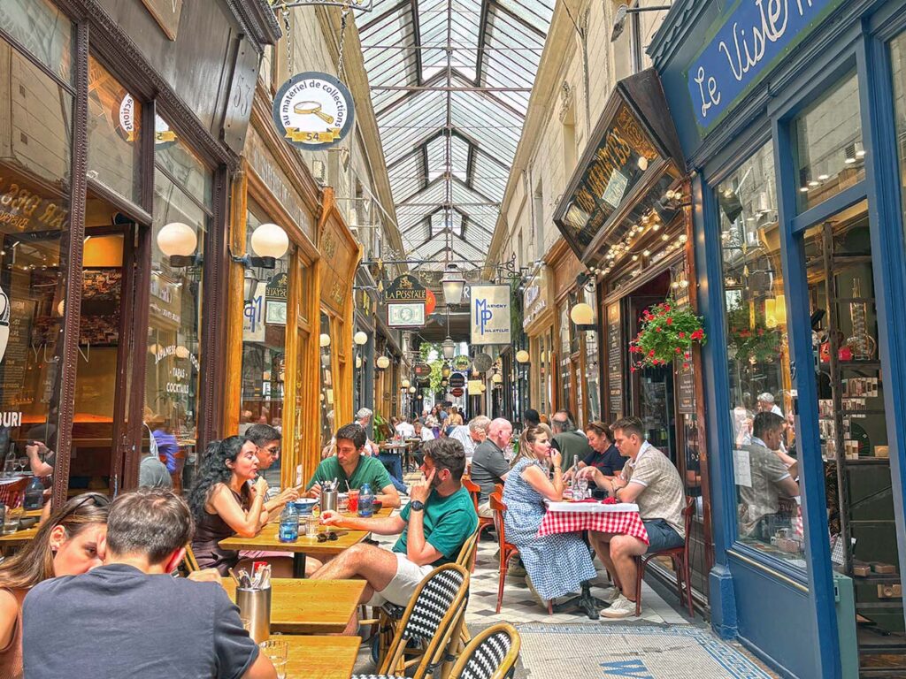 Inside Passage des Panoramas in Paris, France