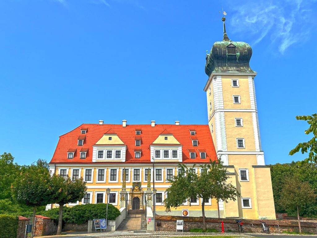 Exterior of the Baroque Castle and Tower in Delitzsch Saxony Germany