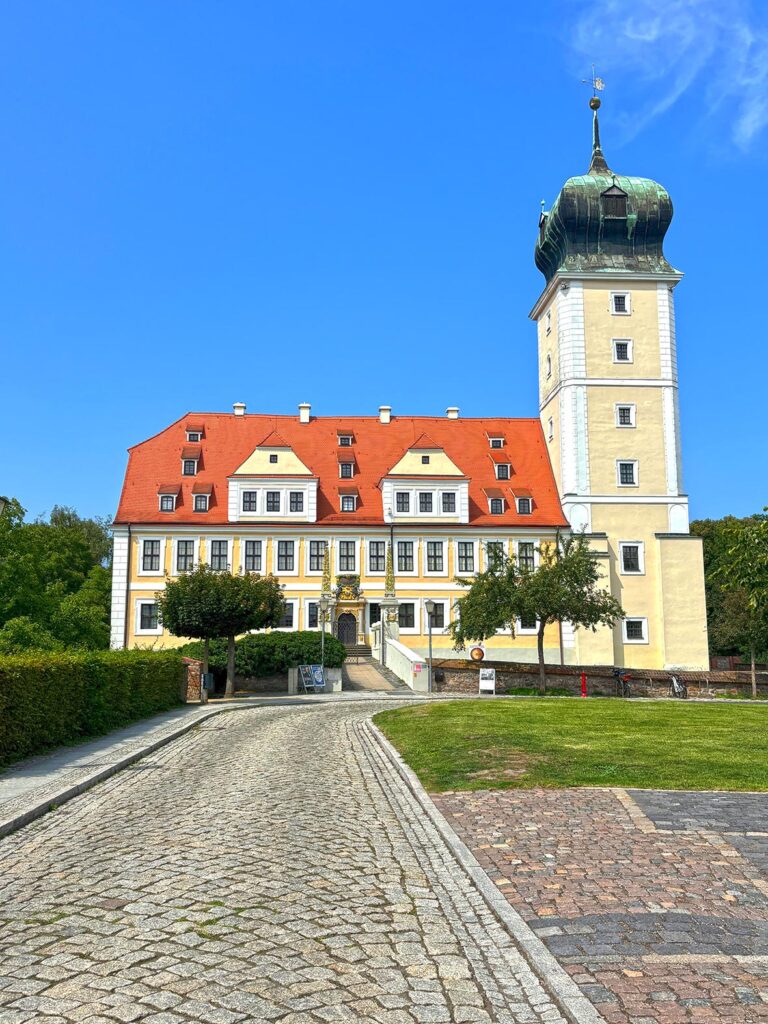 Pathway to the Baroque Castle in Delitzsch Saxony Germany