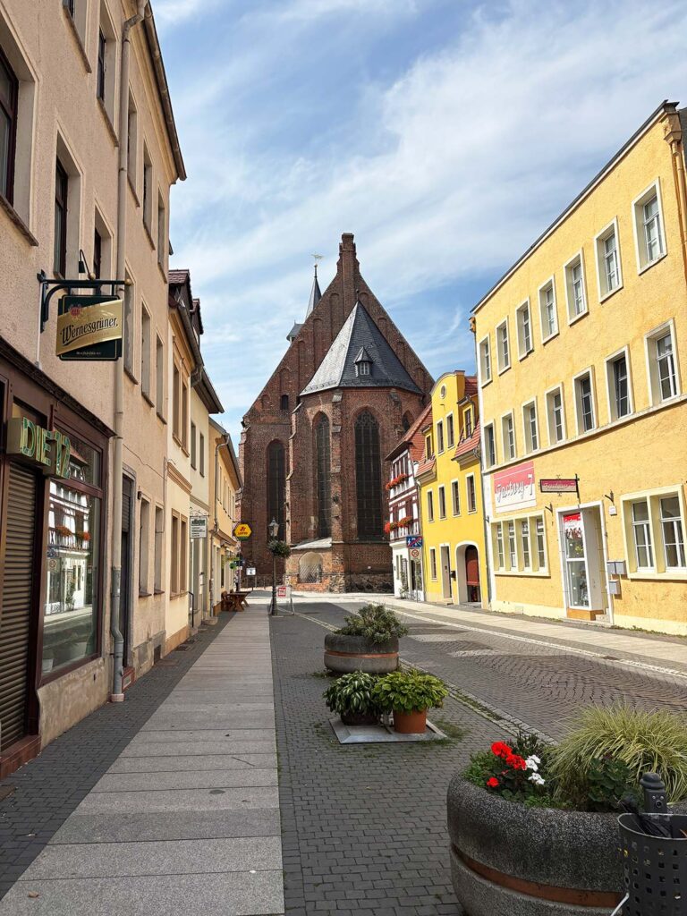 A View of Saint Peter and Paul Church from the Old Town in Delitzsch Saxony Germany