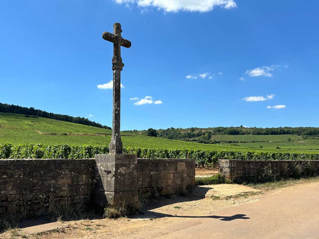 Romanee Conti Cross Outside Vosne-Romanee, in the Cote de Nuits wine region of Burgundy, France