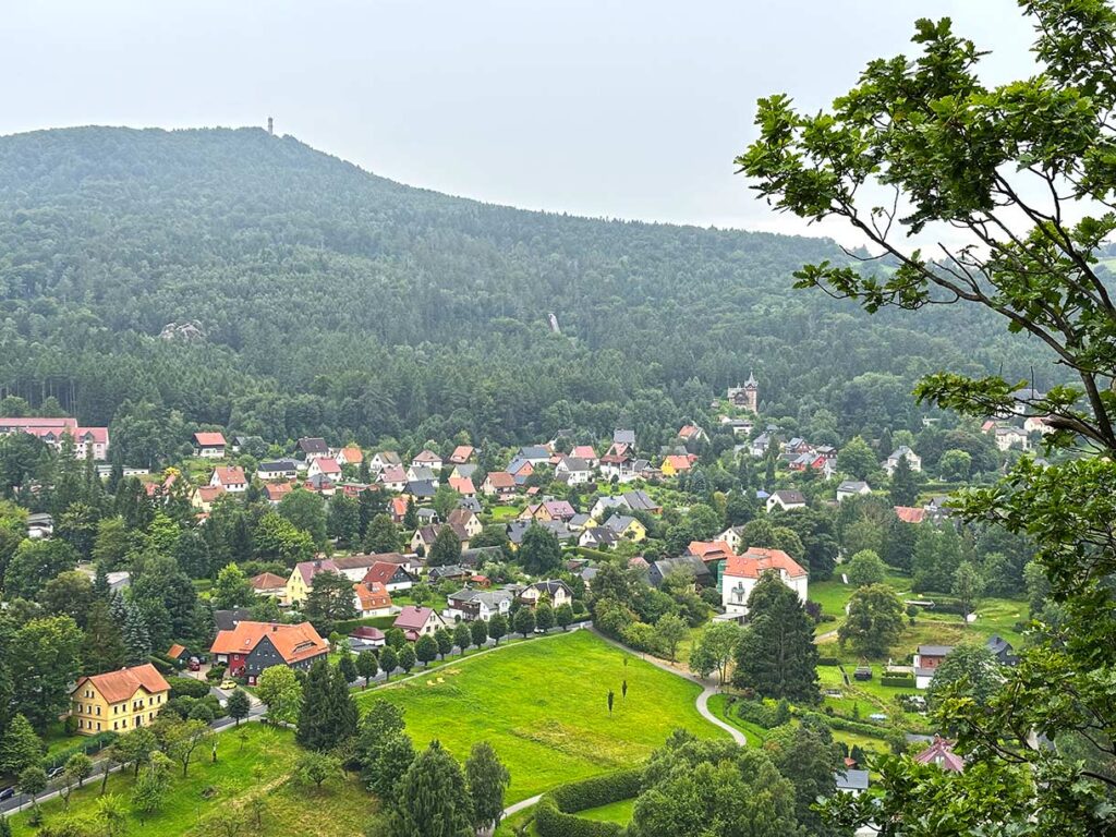 View of Oybin Health Resort Town from the Ruins of the Castle and Cathedral