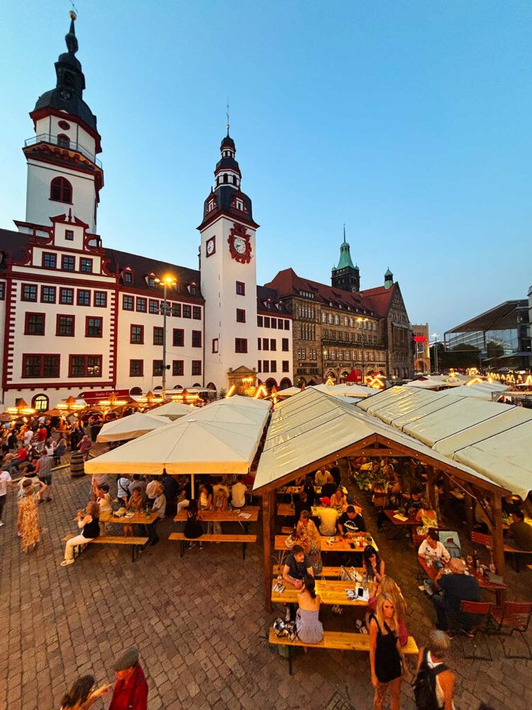 Looking Over the Chemnitz Wine Festival at Night