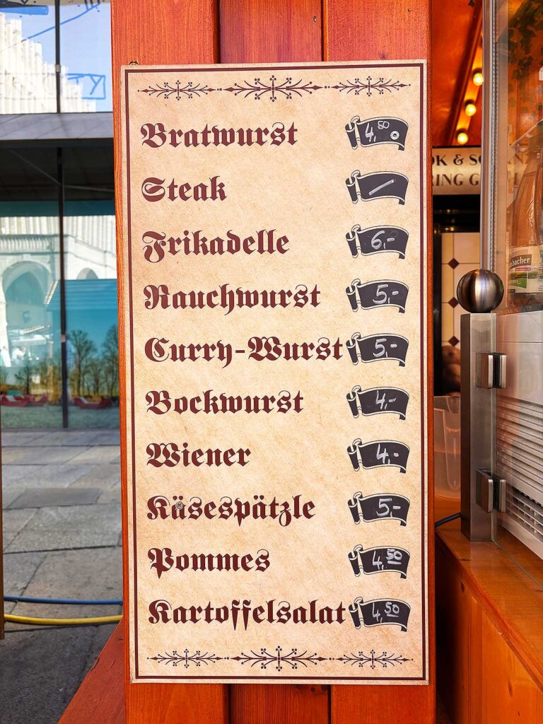Food Menu at the Chemnitz Wine Festival
