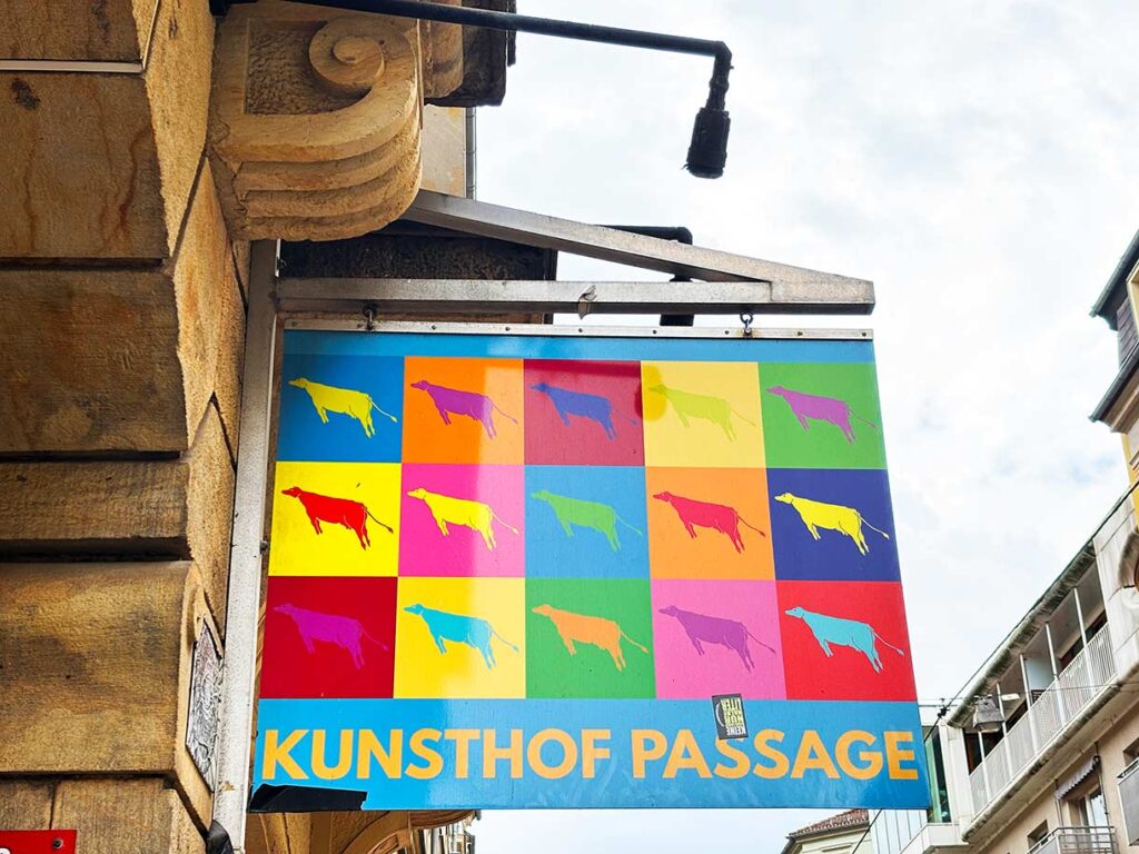 Kunsthof Passage Dresden Germany - Colorful Cow Sign