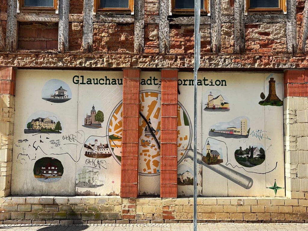 Sign Advertising Attractions in the City of Glauchau, Germany