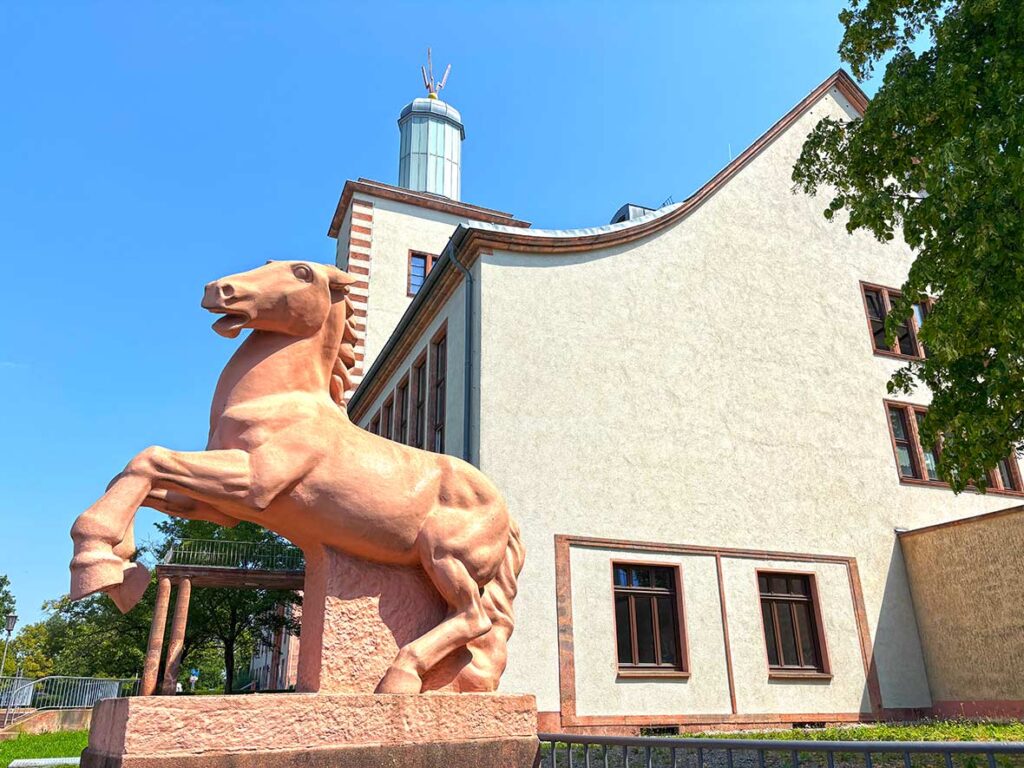 Red Horse Statue in Glauchau, Saxony, Germany