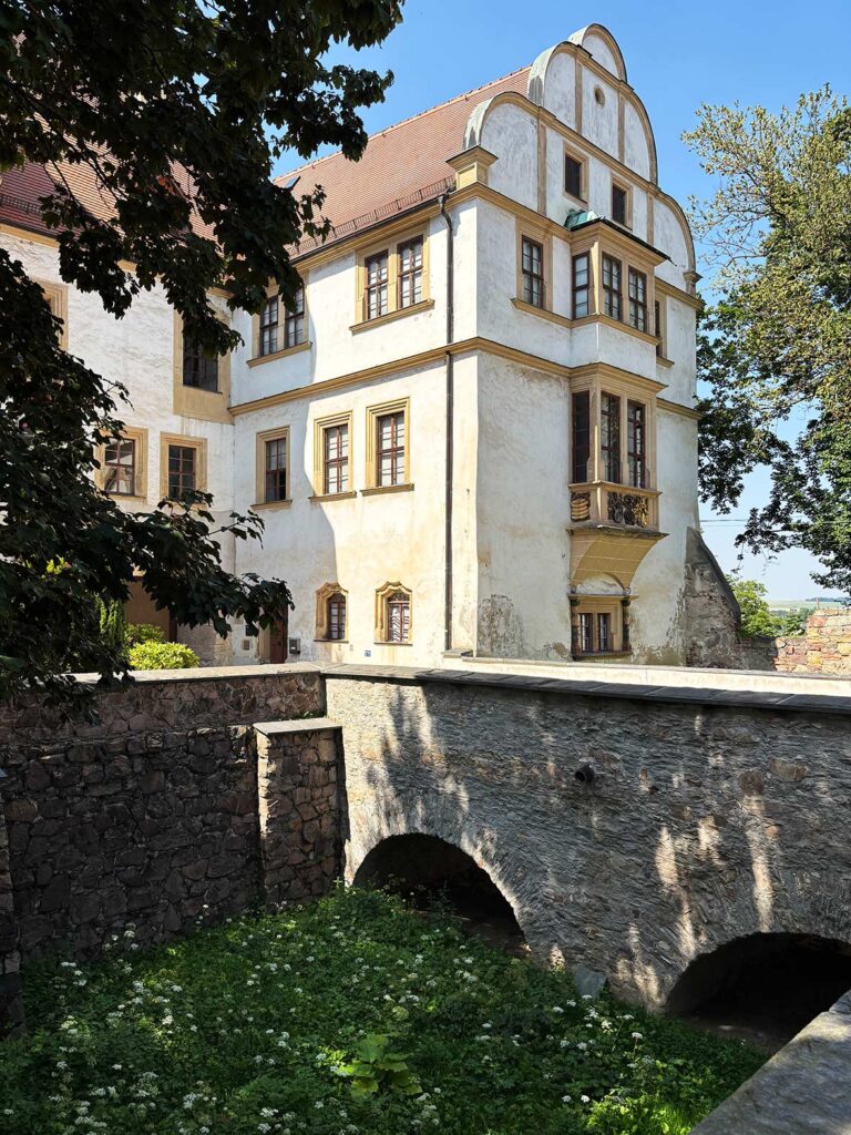 Stone Bridge Over the Moat to the Schloss Glauchau Castle