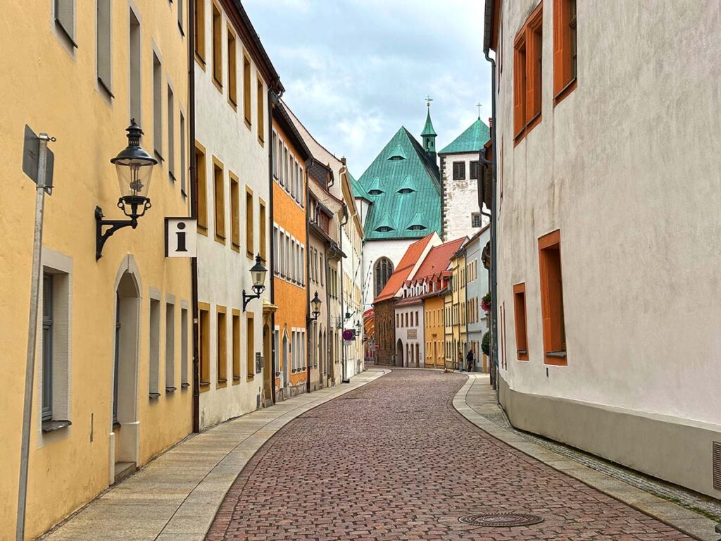 Walking in the Historic City Centre of Freiberg, Germany