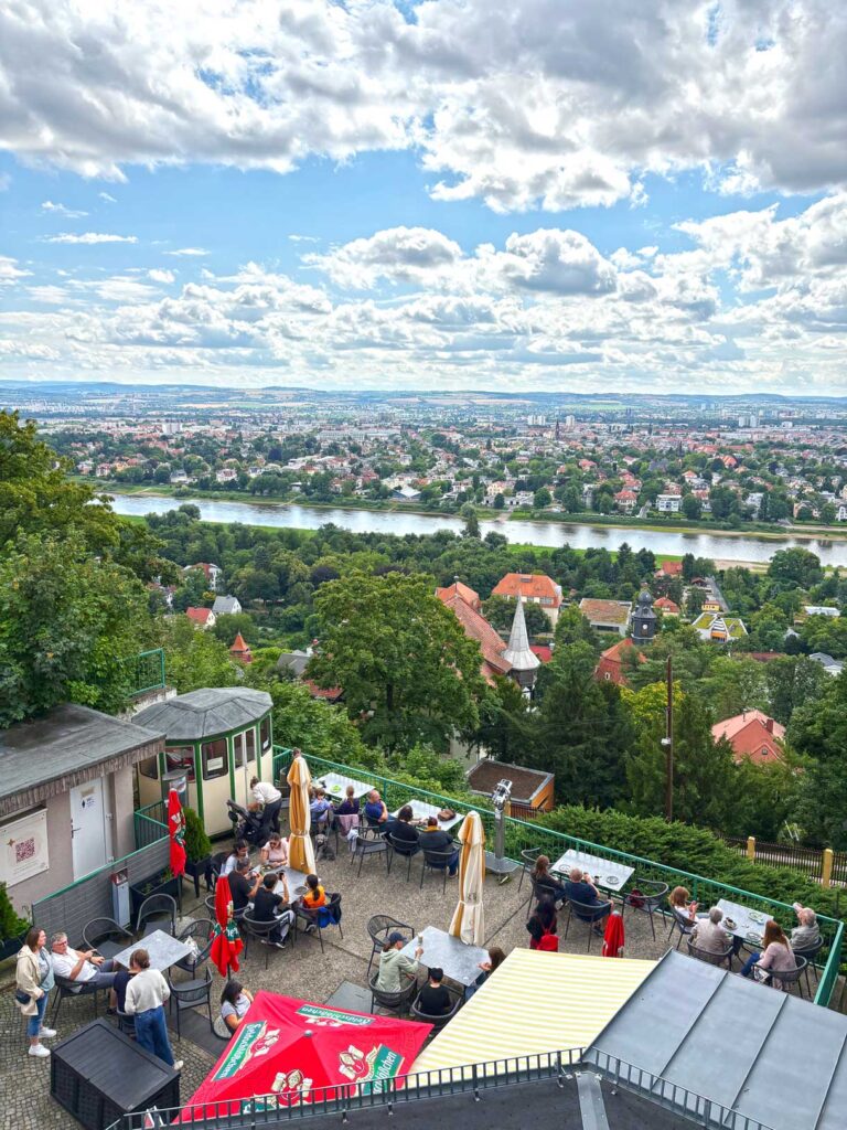 View of the Elbe River from the Cafe at the Top of the Dresden Cable Car