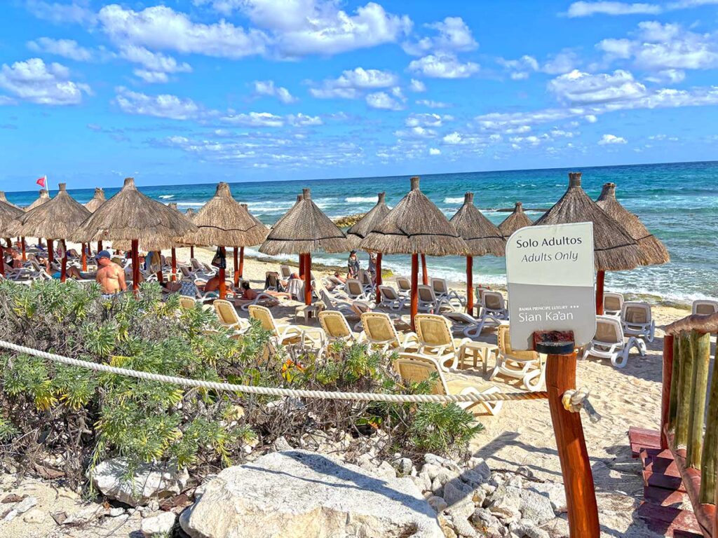 Adults Only Beach at the Bahia Principe Sian Kaan Resort on the Riviera Maya in Mexico