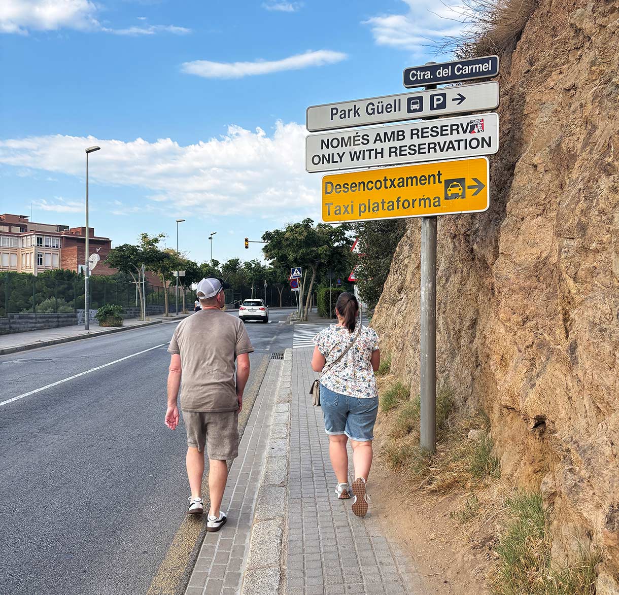 Walking to the Entrance to Parc Guell in Barcelona, Spain