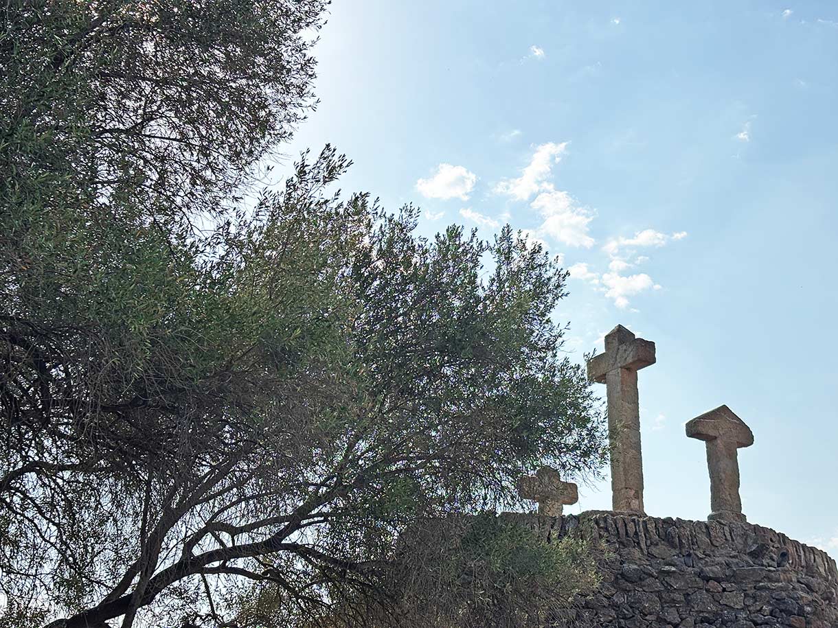 Hill of the Three Crosses in Parc Guell, Barcelona, Spain