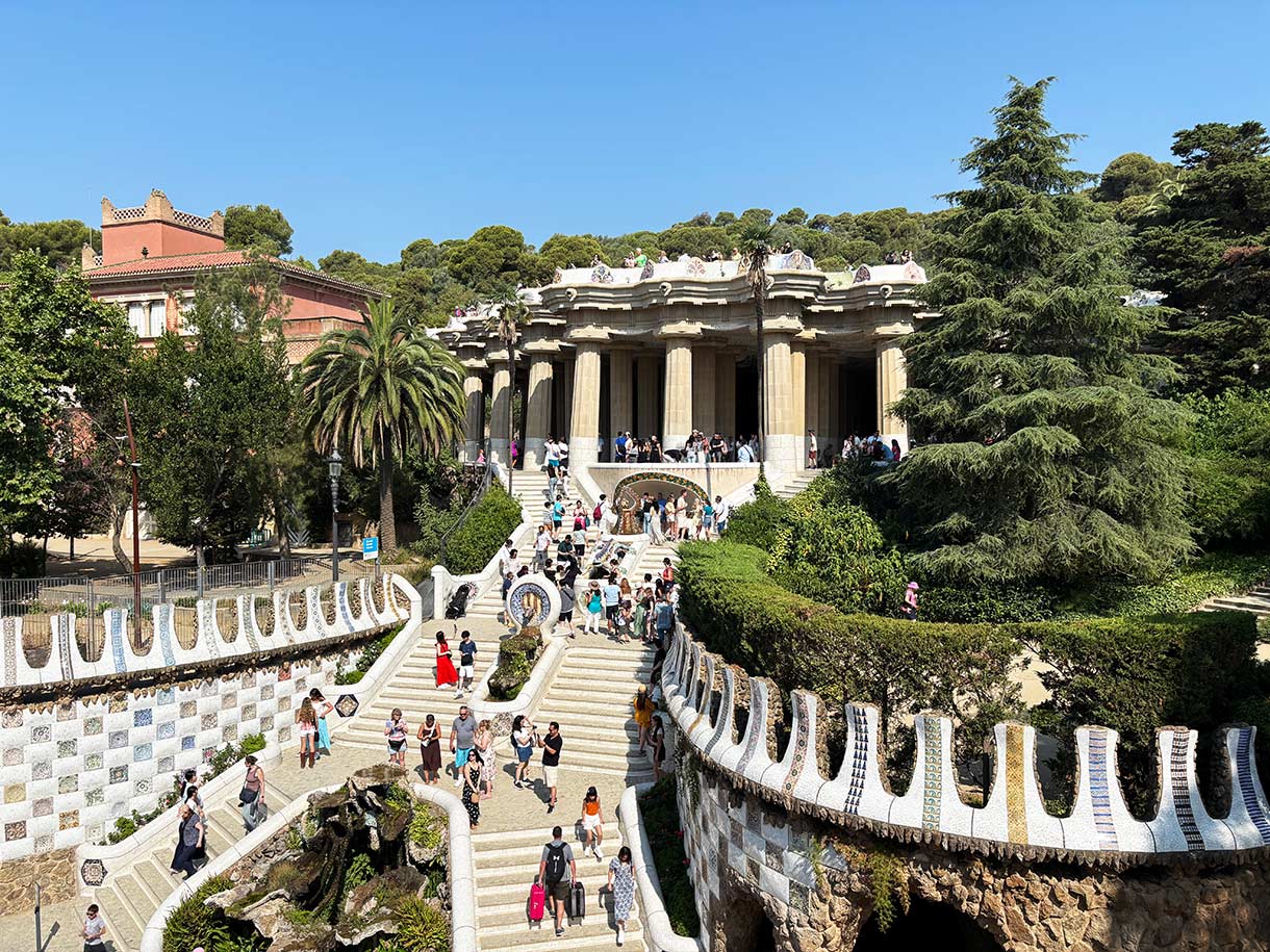 People Visiting Parc Guell, Barcelona, Spain