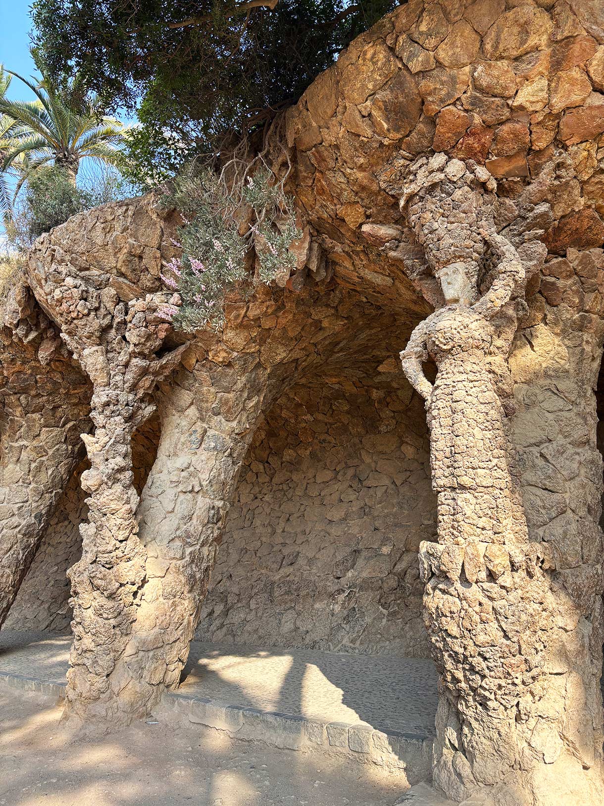 Laundry Room Portico or Washerwomans Portico in Parc Guell, Barcelona, Spain