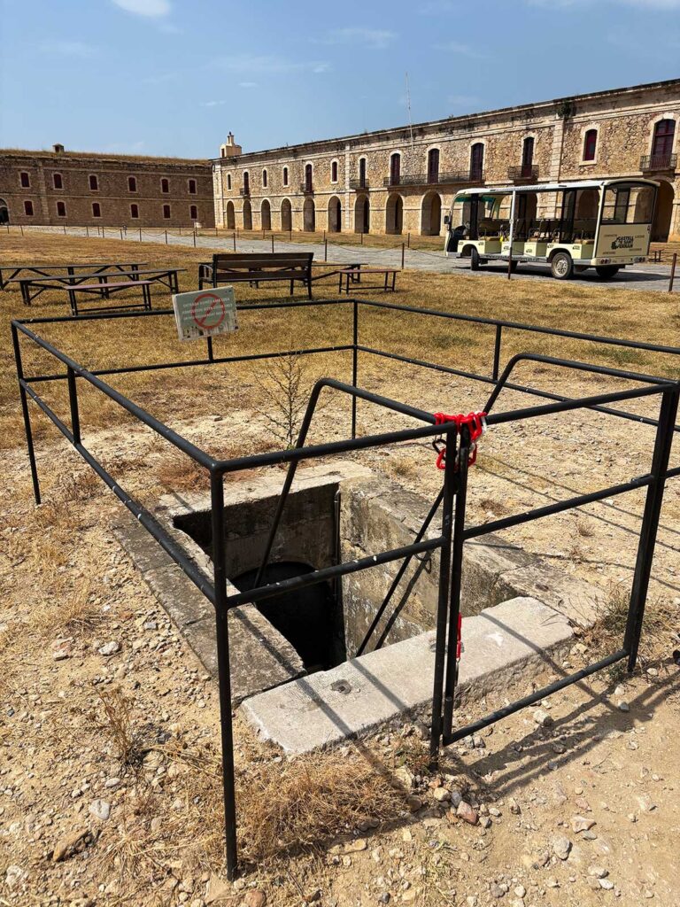 Entrance to the Cistern Boat Tour at the Castell Sant Ferran in Figueres Spain