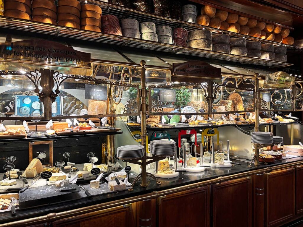 Cheese Assortment on Display at the Buffet at Les Grands Buffets de Narbonne Restaurant in France