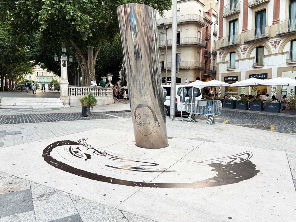 References to Salvador Dali in the Historical Center of Figueres Spain