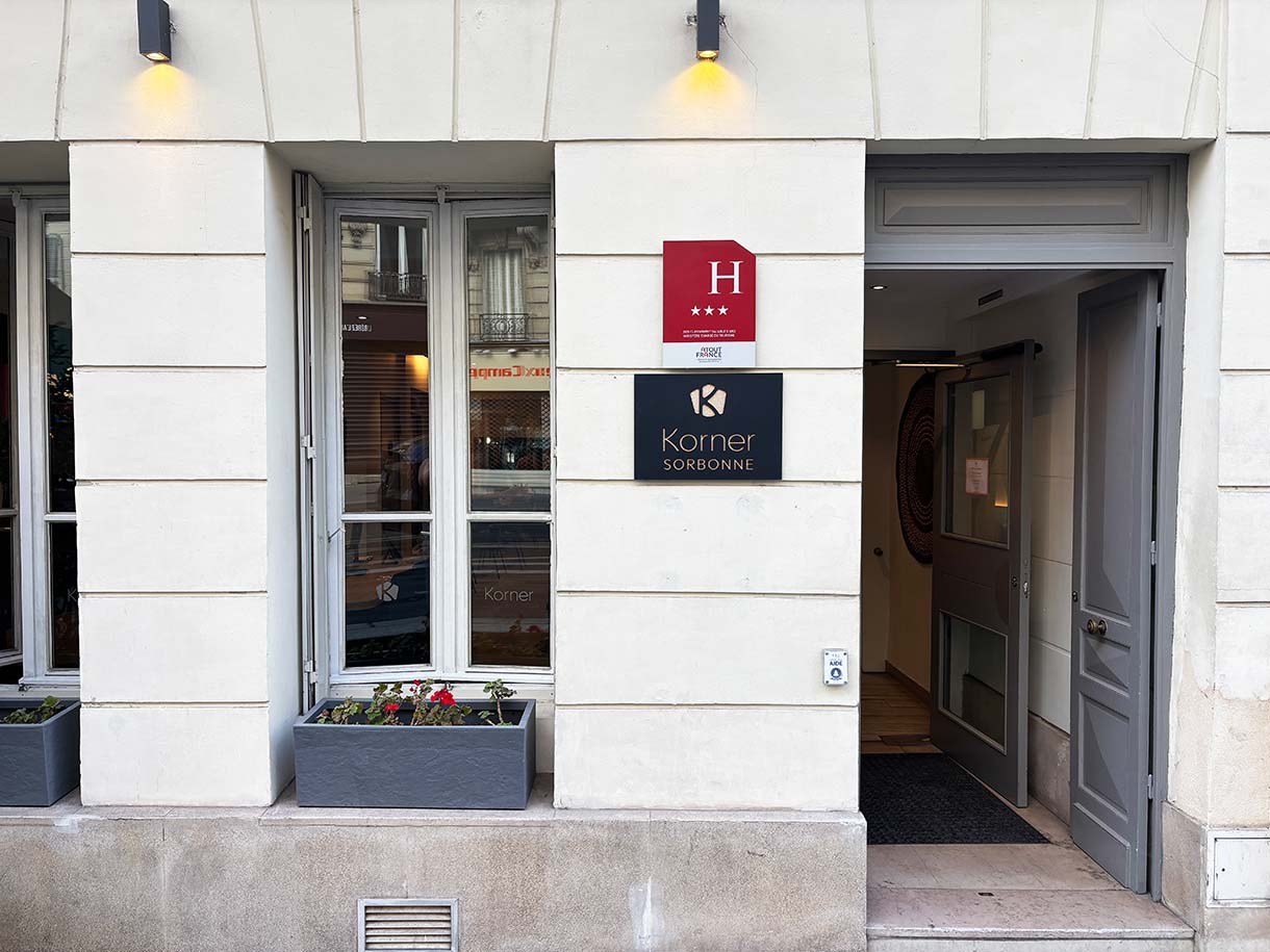 The Entrance to Hotel Korner Sorbonne in Paris France