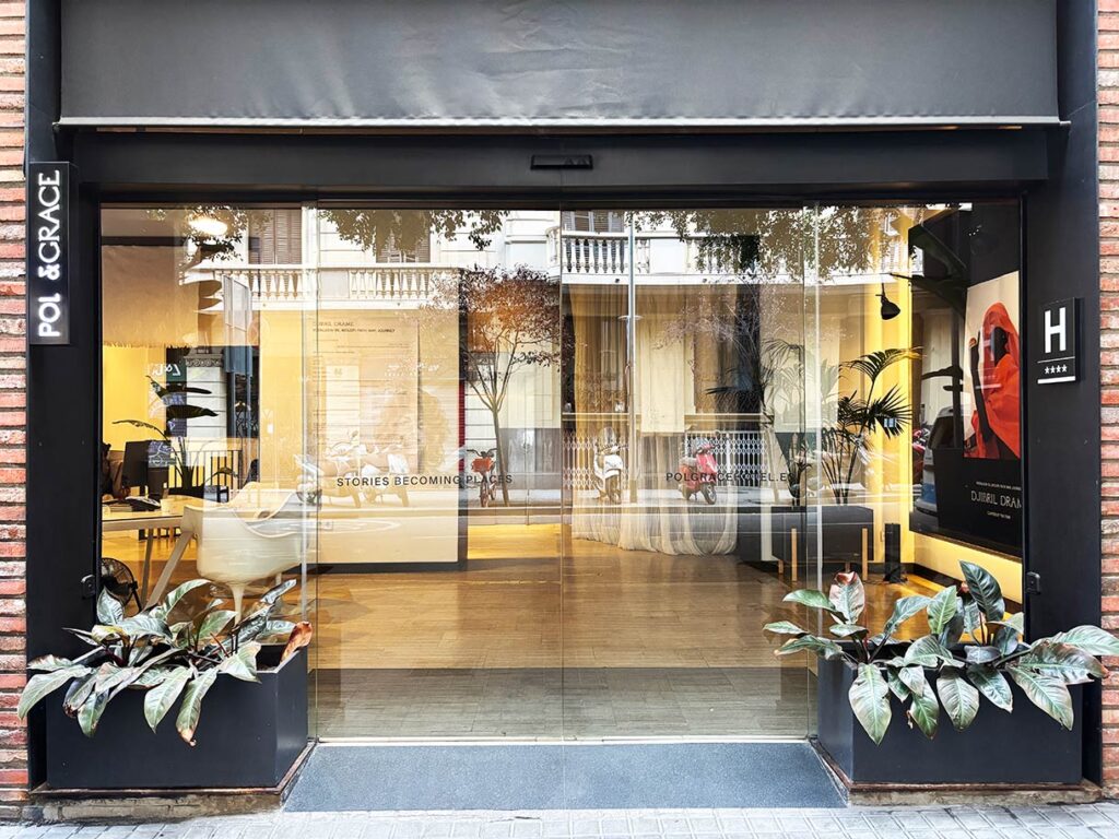 Entrance to Pol and Grace Hotel in Gracia Barcelona Spain