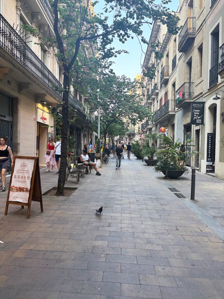 Streets of Vila de Gracia in Barcelona Spain