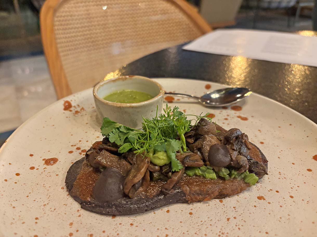 Blue Corn Huarache Main Course at Lek Restaurant in Palmaia the House of Aia Resort in Mexico