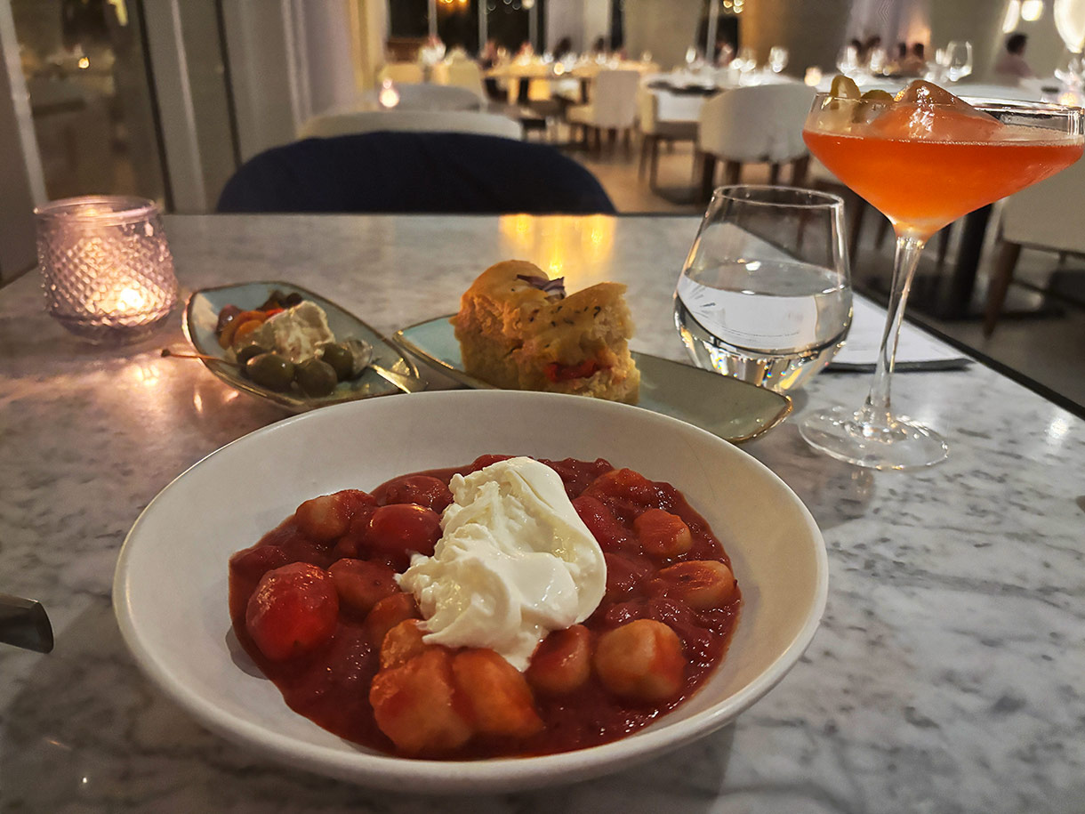 Gnocchi with Burrata - Vegetarian Dish at Mar de Olivo Restaurant at Palmaia by the House of Aia