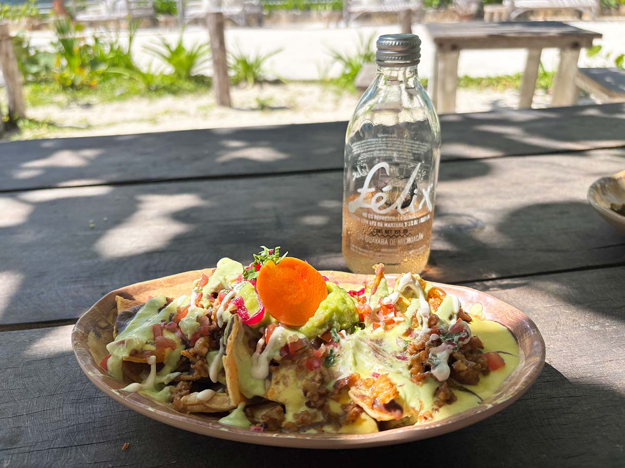 Vegan Nacho Plate at Charly's Vegan Tacos at Palmaia the House of Aia Resort in Mexico